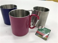 3 New Camp Cups Stainless Steel