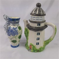 Lighthouse Tea Pot and Vase