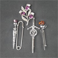 Kilt Pins and Thistle Brooch