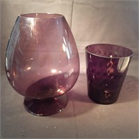 Purple Glass Large Brandy Snifter and Vase
