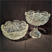 Matching Cut Crystal Bowl and Pedestal Compote