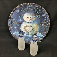 Large Snowman Plate and Figurines