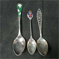 3 x Sterling Silver Collector Spoons