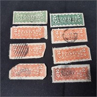 8 x Antique 2 and 5 Cent Registered Stamps
