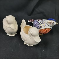 Ceramic Duck Creamer and Sugar & Porcelain Bird