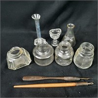 Inkwells, Jars, Medical Glass & Pens