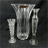 3 x Crystal and Glass Vases