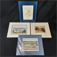 4 x Matted Still Life and Landscape Prints