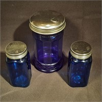 Cobalt Blue Glass Condiment Jars