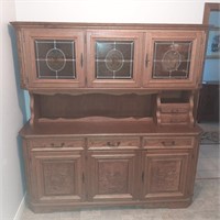 Hand Carved German Two Piece Buffet