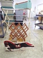 wooden drying rack, wine rack, tool caddy, horse