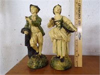 12" Colonial figurines prob plaster composition