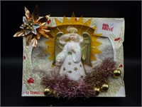 Kitschy fun VTG décor box/angel topper/vtg garland
