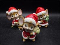 Trio MCM Homco, made in Taiwan Santa/Elf mice