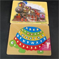 Lot 2 Wooden Childrens Puzzles Train Alphabet