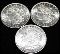 Choice (3) 1921 Morgan Silver Dollars