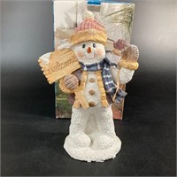 14" Resin Snowman Statue With Box
