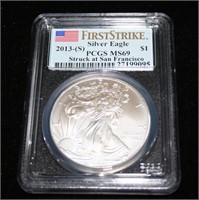 2013-S First Strike Silver Eagle Dollar MS69