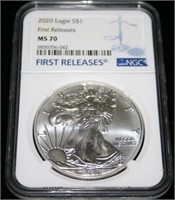 2020 Silver Eagle Dollar Coin MS 70 1st Release