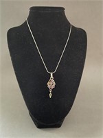 Italian Gemstone Silver Chained Necklace