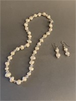 Cultured Pearl Necklace w/ Matching Necklace
