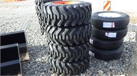 4 Unused 12-16.5 SKS332 tires on NH/JD/CAT wheels