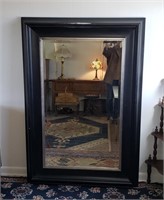 Large black  distressed bevelled mirror
