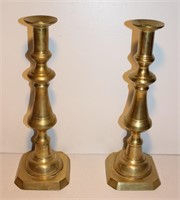 Pair heavy brass candlesticks