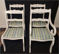 4 vintage carved painted dining chairs