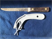 Vintage Fixed Blade Knife and Sharpener