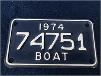 Metal 1974 Boat Plate
