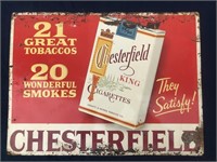 Metal Chesterfield Cigarettes Sign- 23.5" x 17.5"