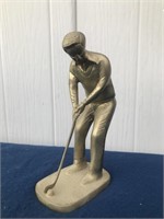 Brass Golfer Statue- 8" Tall