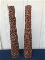 30" Tall Ornate Wood Carved Décor