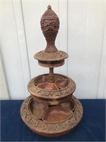 Wood Carved Spinning Serving Dish- 28" Tall