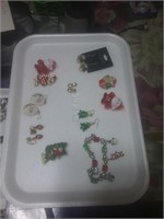 Tray of holiday jewelry