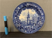Old South Church blue & white plate by Wedgwood