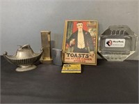 Vintage ashtray, 3 vintage lighters (1 is a Zippo)