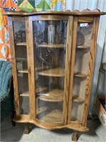 Vintage Oak Corner Curio Cabinet with Claw Feet