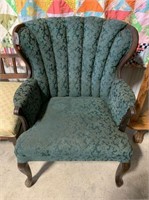 Antique upholstered fan back chair