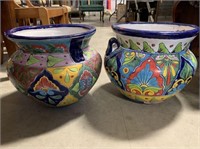 Talavera-Style Pots (2), one has significant
