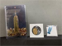 Empire State Building items - postcard, keychain,