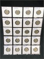 20 Buffalo Nickels- 1925-1937 with Dates