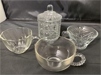 (26 pcs) Glass punch cups, sugar bowl, Oneida