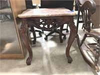 Marble Top Occasional Table with Carved Legs &