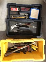 YELLOW TOOLBOX WITH ASSORTED TOOLS