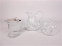 (3) Cut and Etched Glass Tableware Pieces