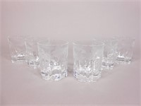 (6) Cut and Etched Glass Small Tumblers