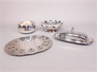 (4) Silverplate Tableware Pieces Bowls Trivet