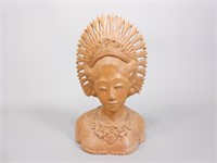 Carved Wood Bust of Balinese Woman